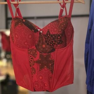 Elegant Red Patterned Bustier